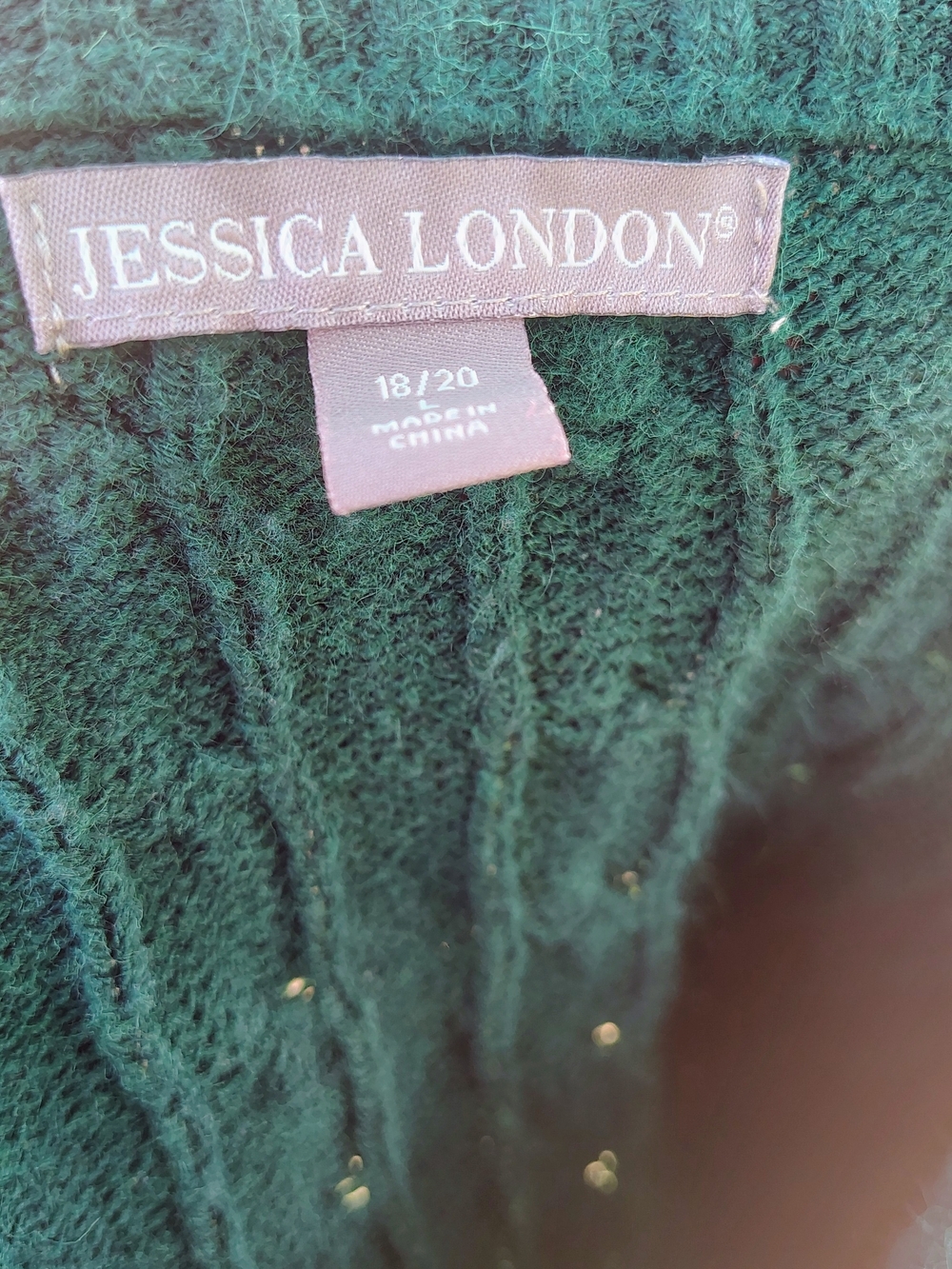Jessica London Emerald Green Cable Knit Scoop Neck Sweater - Picture 3 of 3